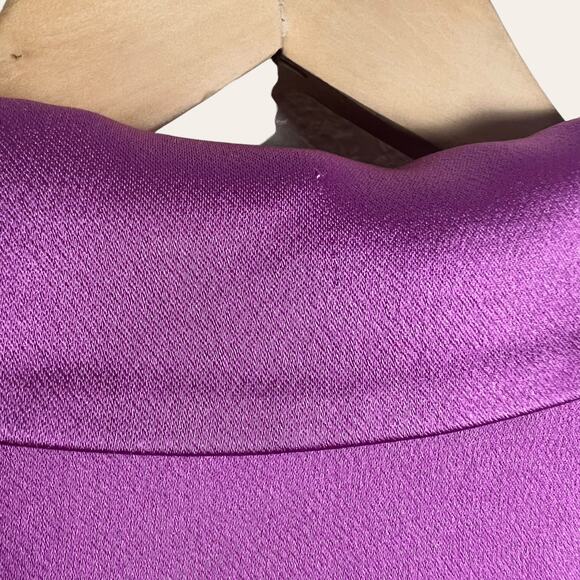 Simkhai Purple Paradisa Satin Long Sleeve Collared Wrap Top Size 4 - Picture 10 of 15